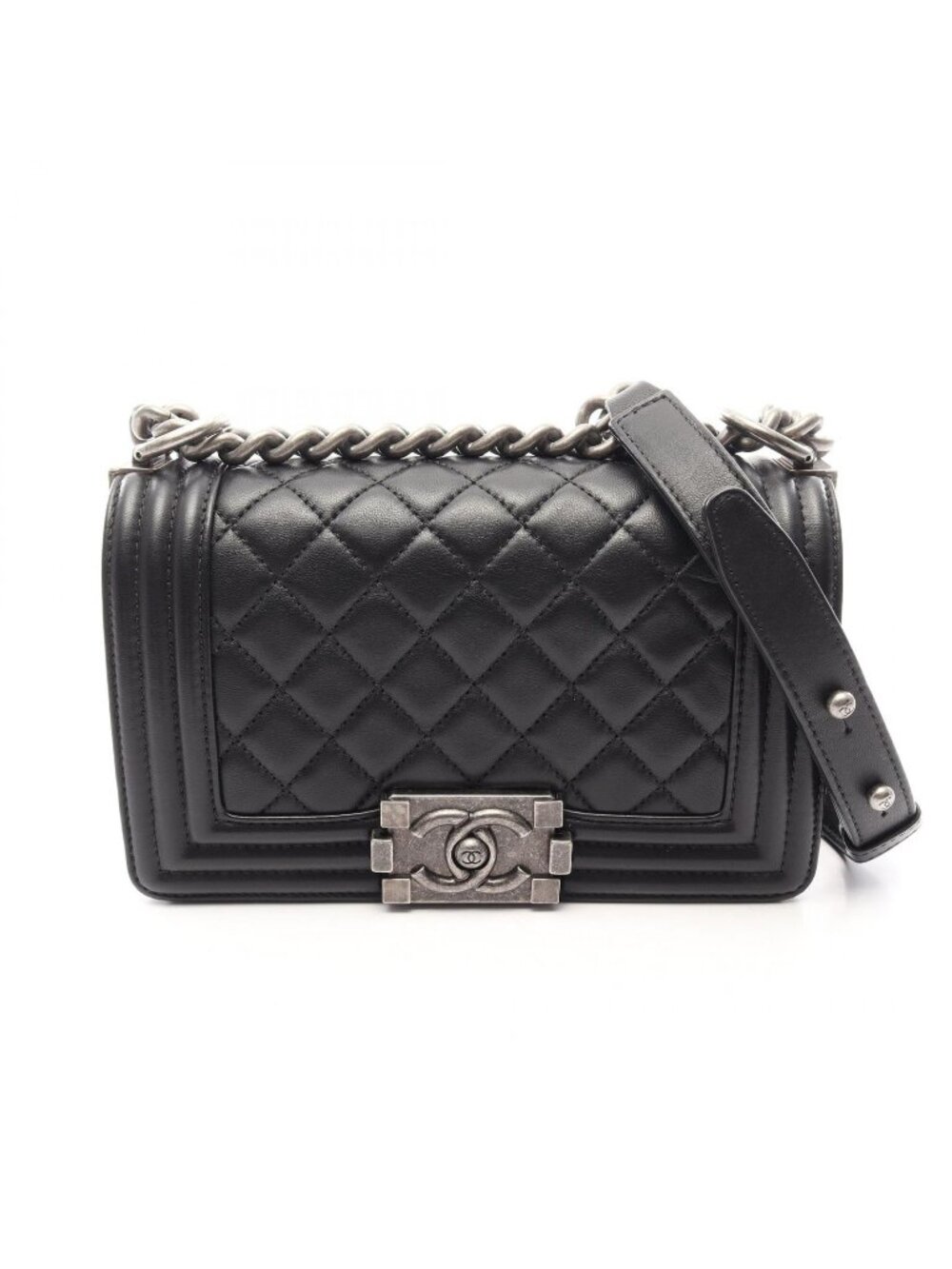 Chanel Shoulder Bag Boy Small Black Lambskin Chain